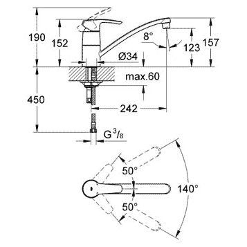 GROHE Eurostyle Cosmopolitan Смеситель для кухни стандартный 33977002