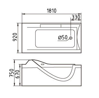 АКРИЛОВАЯ ВАННА GEMY G9055 K R 181-92