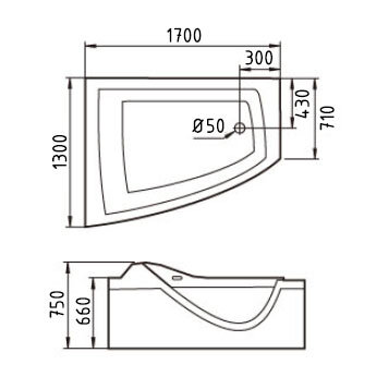 АКРИЛОВАЯ ВАННА GEMY G9056 K L 170-130