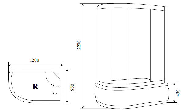 ДУШЕВАЯ КАБИНА TIMO T-7720 R 120-85-220