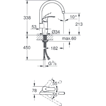 GROHE Eurosmart New Смеситель для кухни стандартный 33202002 GROHE Eurosmart New Смеситель для кухни стандартный 33202002